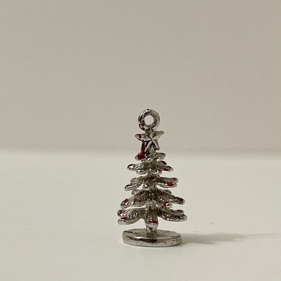 Vintage Sterling Christmas Tree Charm No Loop - Picture 10 of 10